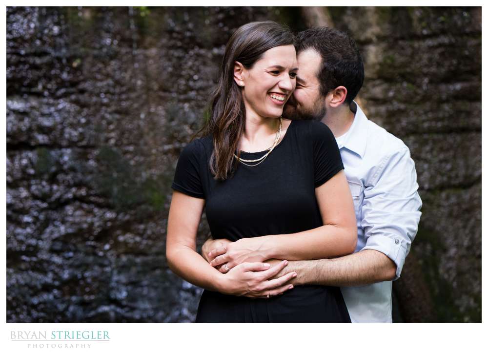 couple laughing during engagement